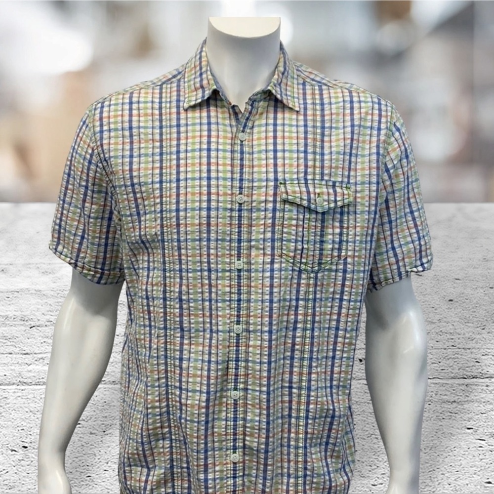 Cubavera Short Sleeve Slim Fit Button Shirt Large